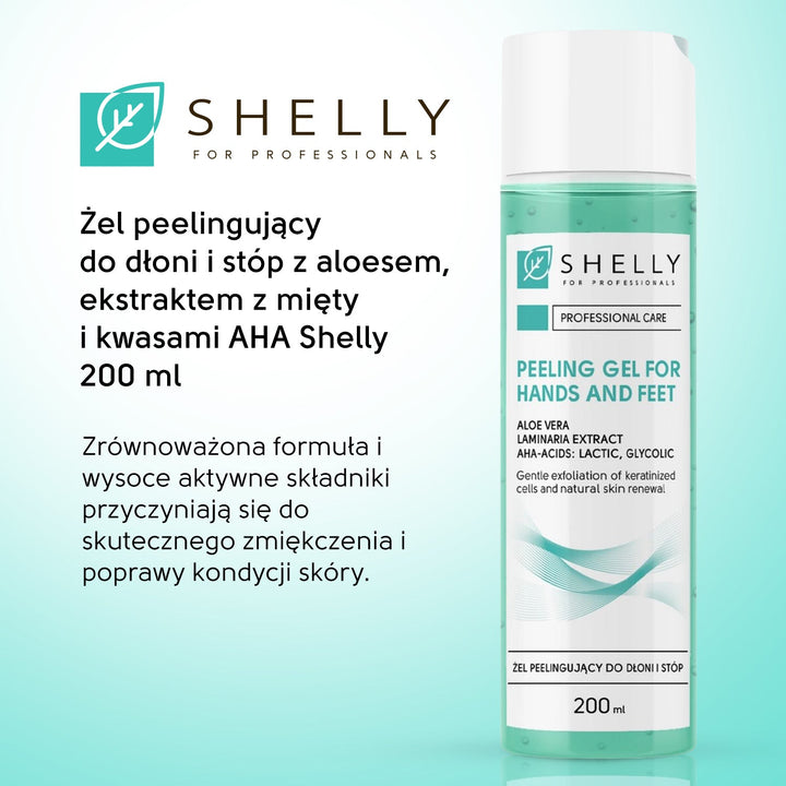 Peeling gel for hands and feet with aloe vera, mint extract and aha-acids Shelly 200 ml