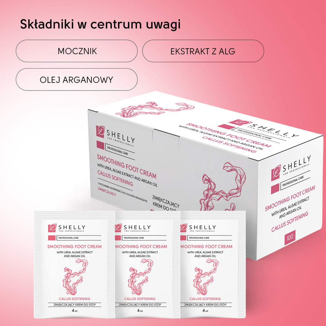 Softening foot cream with urea, algae extract and argan oil Shelly 4 ml x 100 pcs.