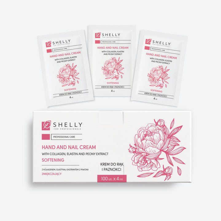 Cream for hands and nails with collagen, elastin and peony extract Shelly - 4 ml x 100 pcs