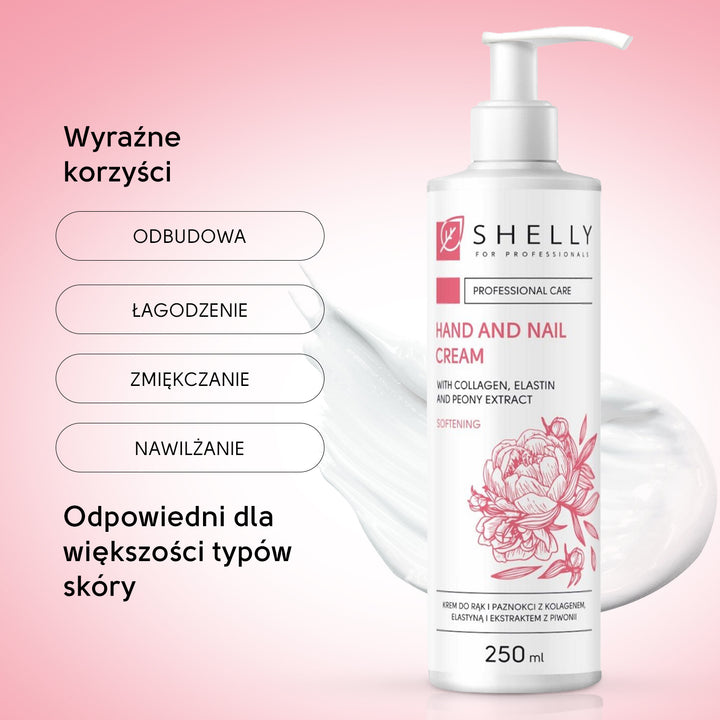 Hands and nails cream with collagen, elastin and peony extract - 250 ml