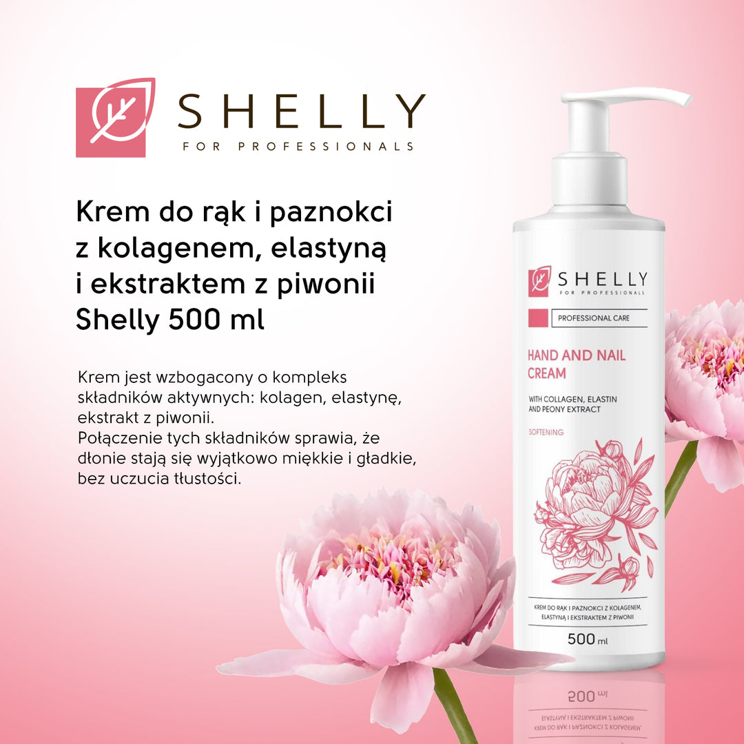 Hands and nails cream with collagen, elastin and peony extract - 500 ml