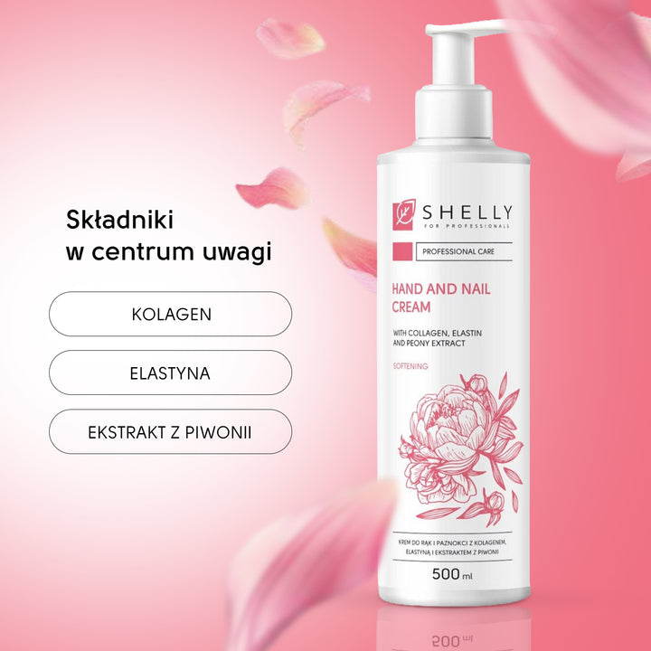 Hands and nails cream with collagen, elastin and peony extract - 500 ml