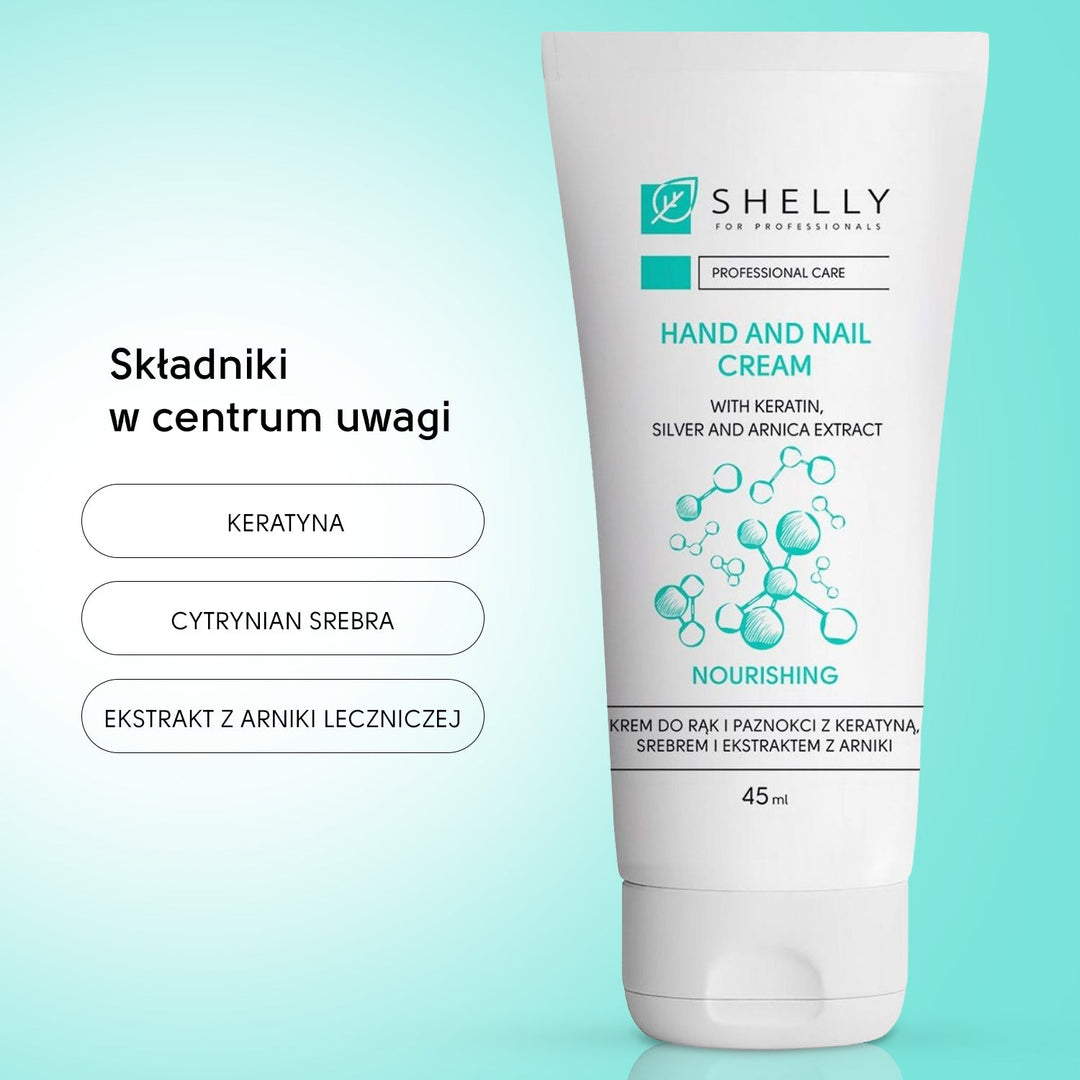 Cream for hands and nails with keratin, silver and arnica extract Shelly 45 ml