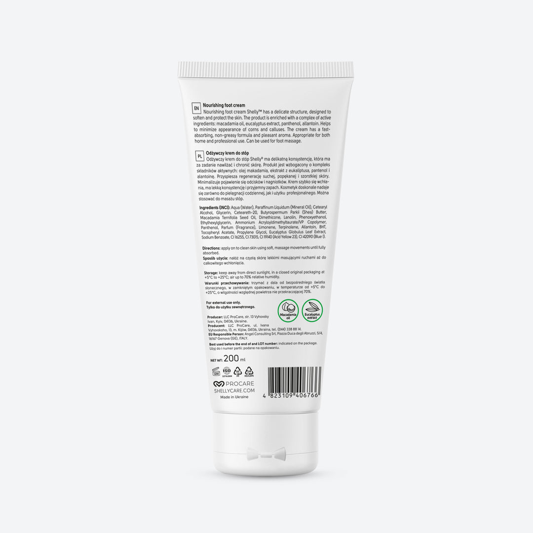Nourishing foot cream with macadamia oil and eucalyptus extract - 200 ml