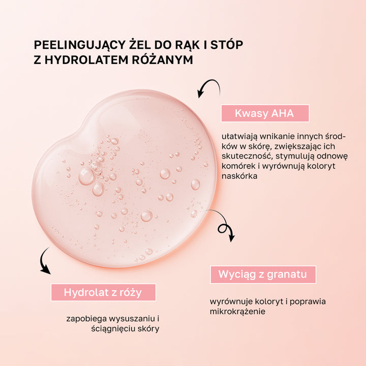 Peeling hand and foot gel with rose hydrolate - 200 ml