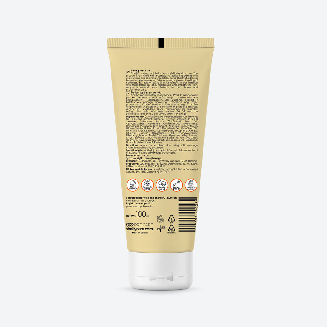 Toning foot balm with macadamia oil, extracts of horse chestnut and witch hazel - 100 ml