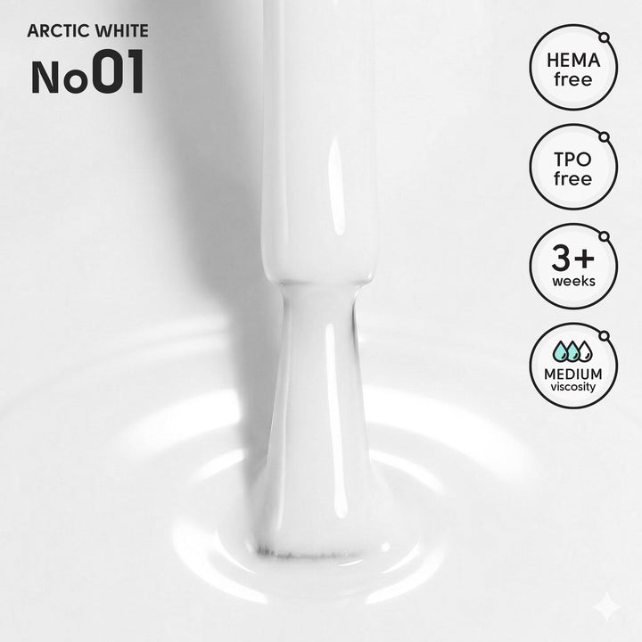 Lakier hybrydowy do paznokci 01 Arctic White Shelly 12 ml