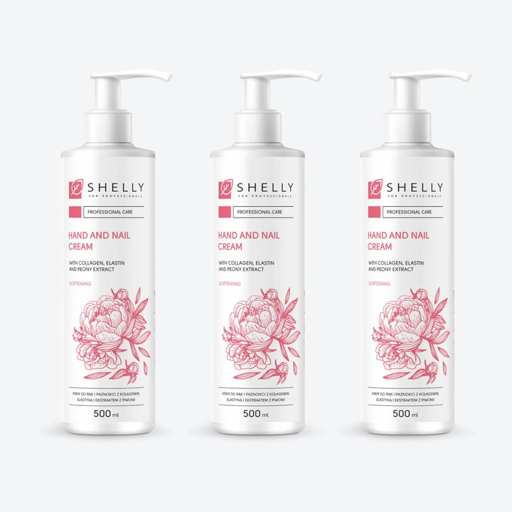Cream for hands and nails with collagen, elastin and peony extract Shelly 500 ml – set of 3 pcs