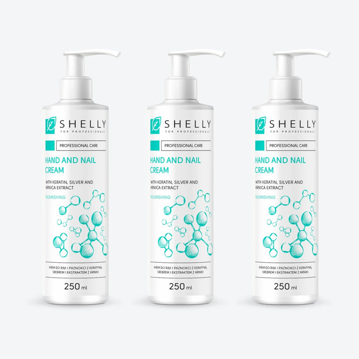 Cream for hands and nails with keratin, silver and arnica extract Shelly 250 ml – set of 3 pcs