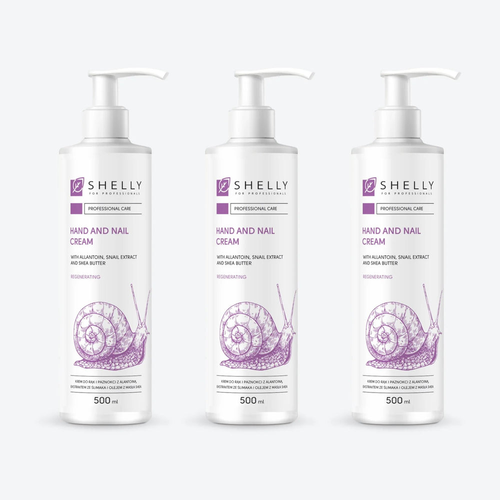 Cream for hands and nails with allantoin, snail extract and shea butter Shelly 500 ml – set of 3 pcs