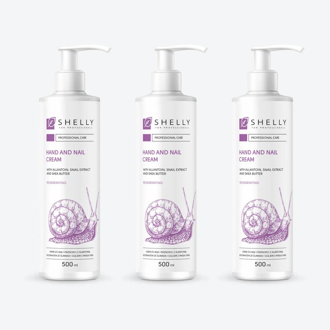 Cream for hands and nails with allantoin, snail extract and shea butter Shelly 500 ml – set of 3 pcs