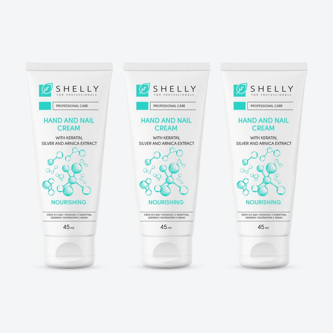 Cream for hands and nails with keratin, silver and arnica extract Shelly 45 ml – set of 3 pcs