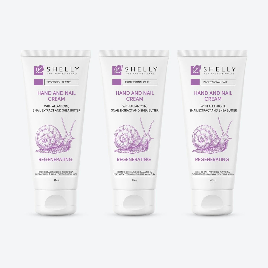 Cream for hands and nails with allantoin, snail extract and shea butter Shelly 45 ml – set of 3 pcs