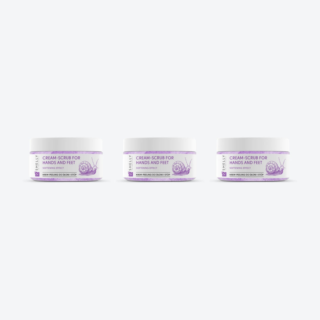 Cream scrub for hands and feet with allantoin, snail extract and shea oil Shelly 350 g – set of 3 pcs