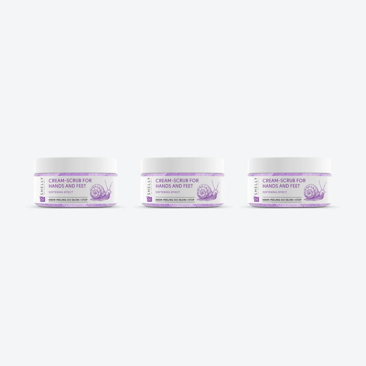 Cream scrub for hands and feet with allantoin, snail extract and shea oil Shelly 350 g – set of 3 pcs
