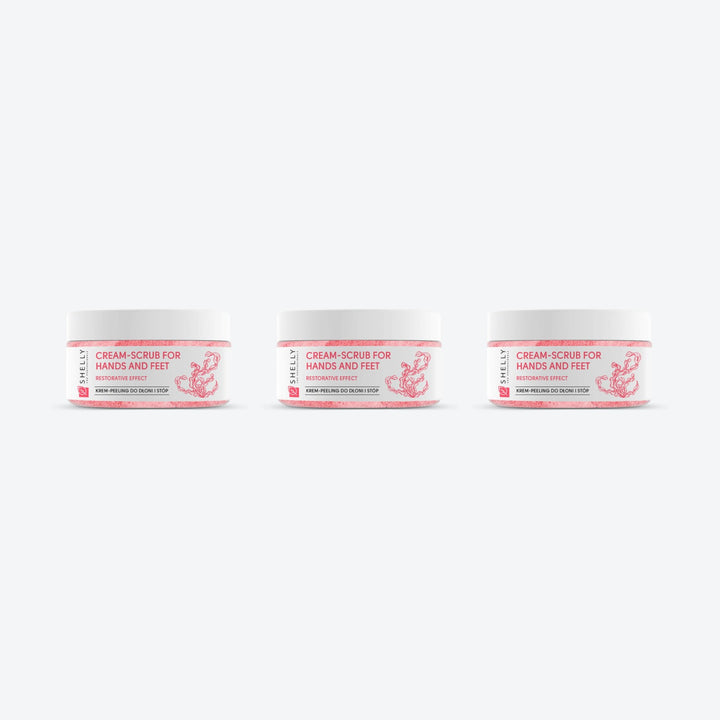 Cream scrub for hands and feet with urea, algae extract and argan oil Shelly 350 g – set of 3 pcs