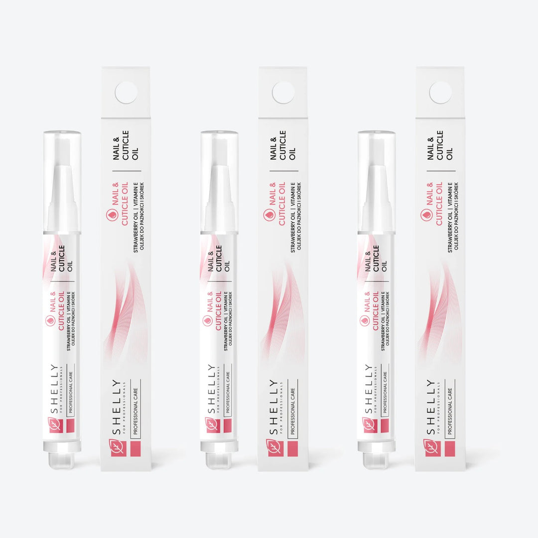 Nail and cuticle oil with strawberry extract and vitamin E Shelly 3 ml – set of 3 pcs